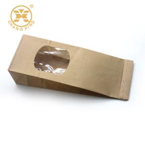 PEO BOPP Standing Zipper Bakery Bread Packaging Paper Bag With Clear Window