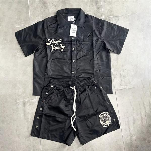 Custom Windbreaker Buttons Polyester Nylon Men's Polo Sets Tracksuit Polo Shirts