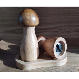 Mashroom Shape Acacia Wood Salt And Pepper Grinder Set With Manual Adjustable