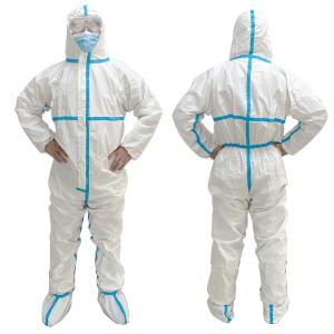 Double Zip Custom White Disposable Coverall With Elastic Band Boots For Oil