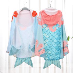 Mermaid Tail Custom Hoodie Blanket Wearable Soft Throw Fleece Blanket Wrap