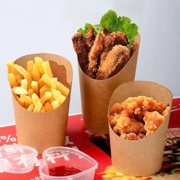 16oz French Fries Holder Cup Disposable For Take Out Baking Cakes Egg Waffle