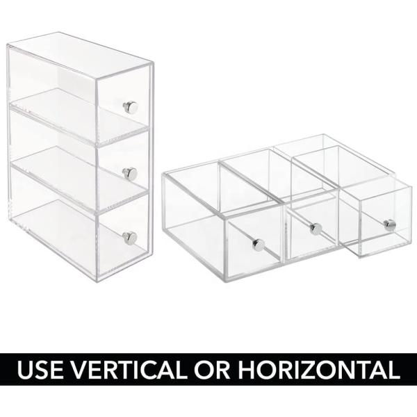 Stackable Acrylic Storage Boxes Stationery Storage Box Drawer Container 7x3.5x10inch