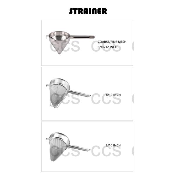Commercial Kitchen Colander Large Strainer Coarse Mesh Fine Mesh Filter Stainless Steel China Funnel Strainer For Restau