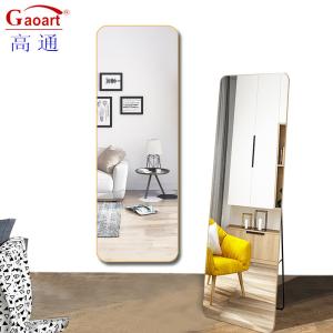 Customized Size Full Length Gold Floor Standing Led Glass Mirror with Aluminium