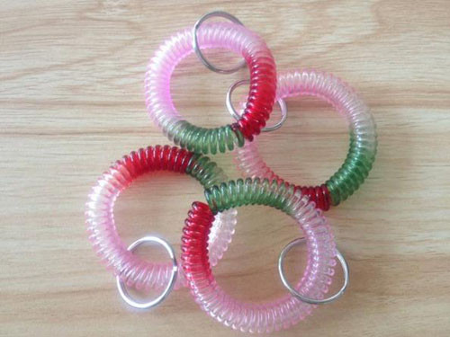 Gradient transparent color wrist lanyard coil key chain spring string coil key