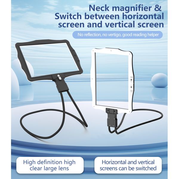 Eye Friendly Flexible Bracket USB Powered Magnifier LED Switchable Horizontal and Vertical Screens for Elderly Book Reading