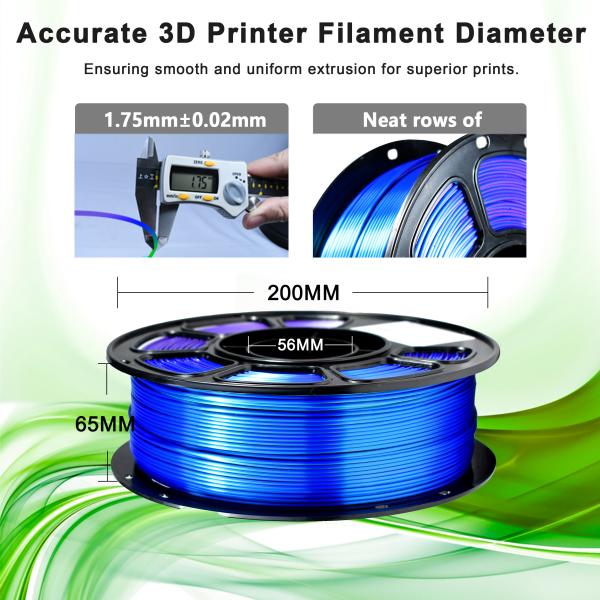 High Strength PLA+ Filament Silk Tri-color Blue Green Purple 1.75mm 3D Printer Filament