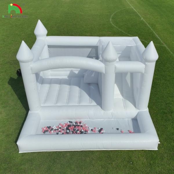 Commercial White Inflatable Bounce Castle House Kids Water Slide With Ball Pit