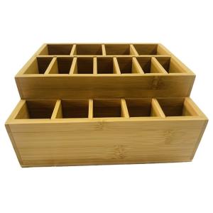 Pull Partition Bamboo Cosmetic Containers Wooden Makeup Box
