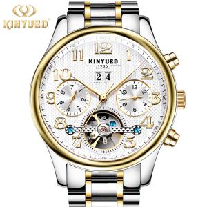 KINYUED Skeleton Mechanical Watch Analog Display Mens Mechanical Watches
