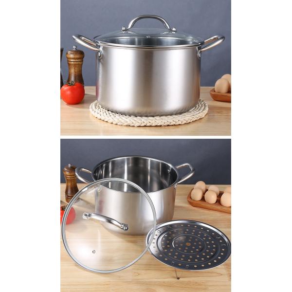 Multi-function Silver Kitchen Cookware Cooking Pot Induction Stock Pot Stainless Steel Soup Pot With SS Handle