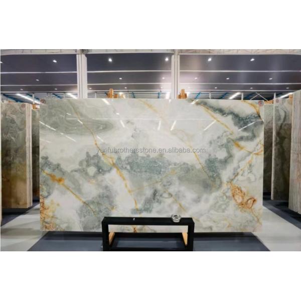 Modern Backlit Green Onyx Stone Slab 30mm Thickness for Graphic Living Room Jade Wall