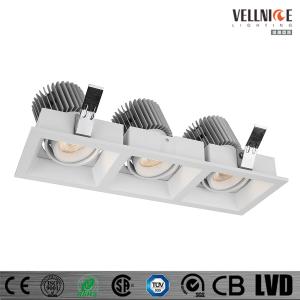 China 21W 0~25° tilt  Adjustable LED Square Grille Downlight 3000K 180mA IP20 indoor with 3 LED on sale