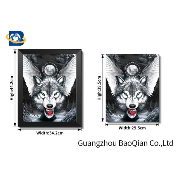 Angry Wolf Stock 3D Picture Lenticular Flip 0.6MM Thickness With Black MDP Frame