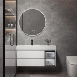 Multi Layer Floating Wall Mounted Vanity Unit White Rectangle Shape
