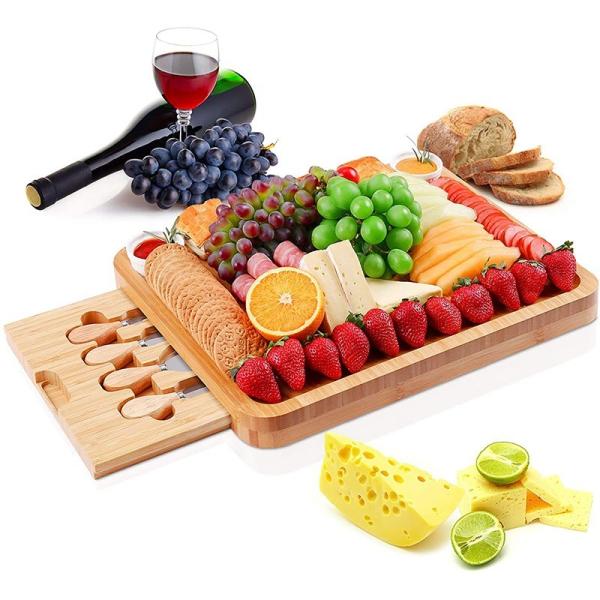 44x33x4cm Natural Wood Vegetable Chopper Bamboo Cutting Board Tray with 4
