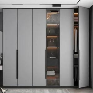 Customizable PANEL Wood Style Wardrobe in Matte Gray for Personalized Design