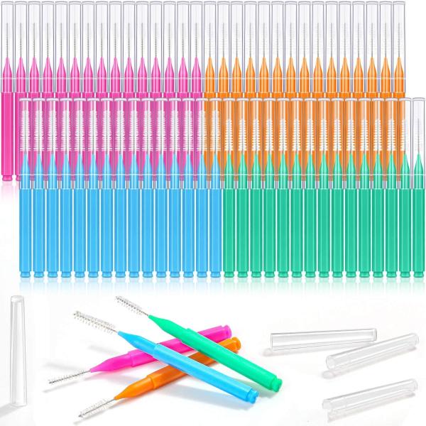 120Pcs Interdental Brush Kit 4 Sizes Soft Bristles With 360 Degree Bendable