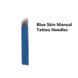 China Blue Manual Tattoo Needles Microblading For Eyeliner Lips Permanent Makeup on sale