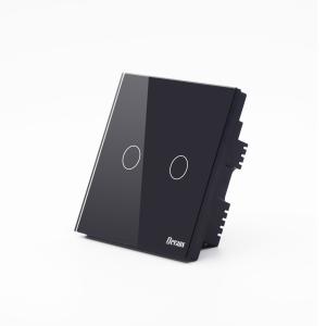 Wholesale 2 Gang 1 Way Wall Touch Switch, White Crystal Glass Switch Panel, EU Standard, 220-250V from china suppliers