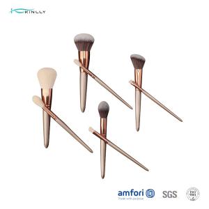 Champagne Full Face Brush Set With Zipper Pouch