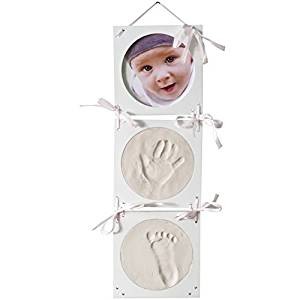 Wooden Baby Birth Souvenirs , 3 Folded Keepsake Photo Frame White Handprint Kit