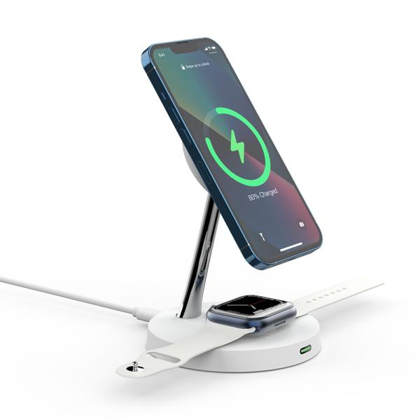 T269 15W Intelligent Wireless Charger Dual 15W Output With Night Light Zinc Alloy Fast Charger