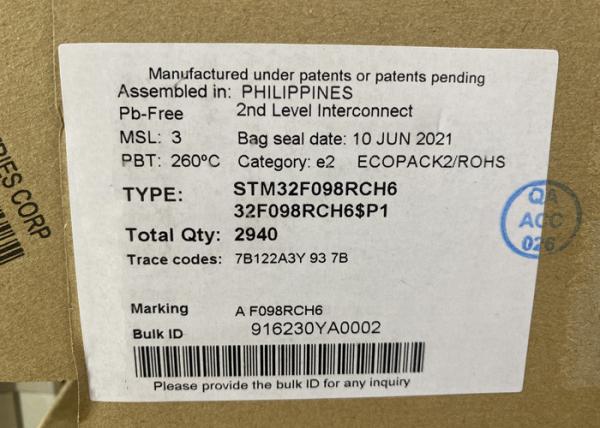 Quality Integrated Circuit Chip 64-UFBGA STM32F098RCH6 STM32F098 48MHz Microcontroller IC for sale