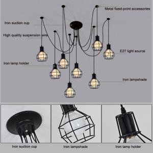 Retro Loft Industrial Chandelier Adjustable E27 Multi Head Lamps Restaurant