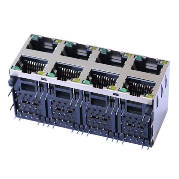 2x4 Ethernet Stacked Rj45 Jack Solder Termination JX20-0114NL With LED