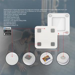 180kg Capacity Glass Personal Smart Analyzing Weighing Scale with Bluetooth