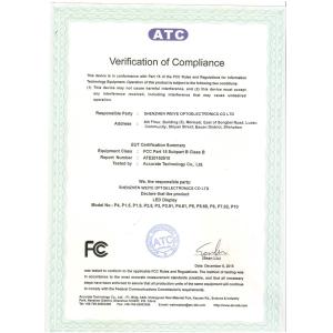 Shenzhen Weiye Optoelectronics Co., Ltd. Certifications