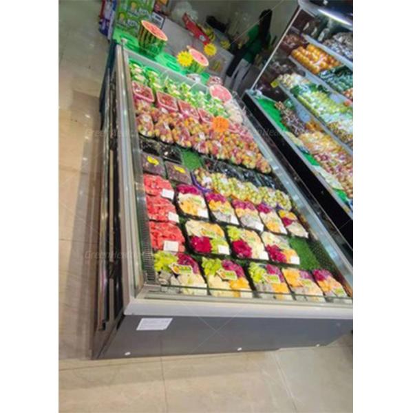 Square Open Type Supermarket Island Freezer Store Vegetable Fruit Display Case
