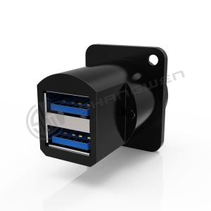 Double Port Panel Mount Connector Waterproof 9 Pin Shielded USB Connector
