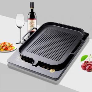 Rectangle Divided Induction Gas Stovetop Grill Pan For BBQ Without Pot Cover