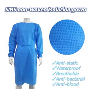 SMS Non Woven Fabric Blue Waterproof Isolation Gown For Class I Instruments OEM