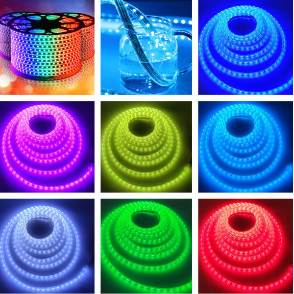 SMD5050 Flexible RGB LED Strip Lights Silica Gel Colorful DC24V 60 Leds Waterproof IP68