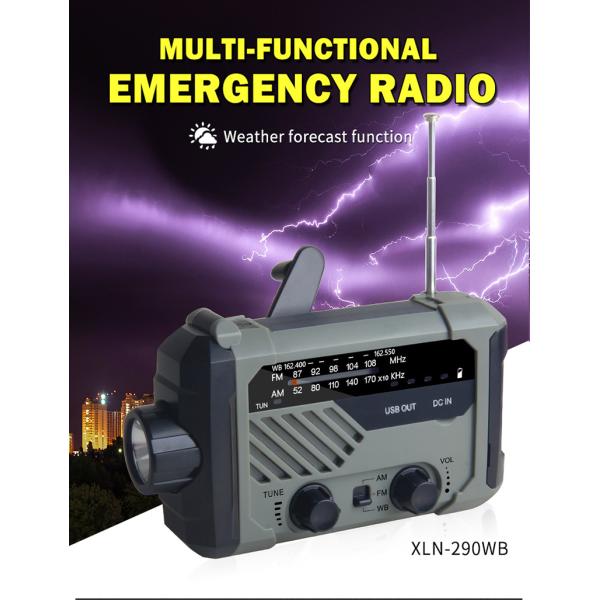 Solar Panel Powered Waterproof Emergency Radio Hand Cranked Multifunctional