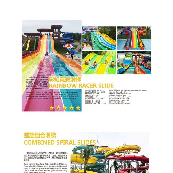 Transparent Fiberglass Slide for Resort Large Water Tube for Water Park Loop Slide in Water Parks