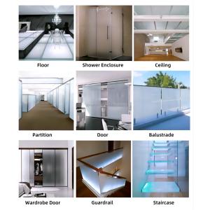 QJY20240308-01 Edge Frosted Glass for Hotel Shower Enclosure Partition