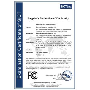Shenzhen Maxcolor Visual Co., Ltd. Certifications