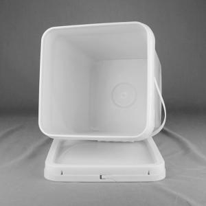 Chemical Resistant White Square Plastic Bucket with Handle and Lid