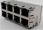 Stacked 2x4 RJ45 Modular Jacks RJSAE538A08 Shielded With EMI Tabs