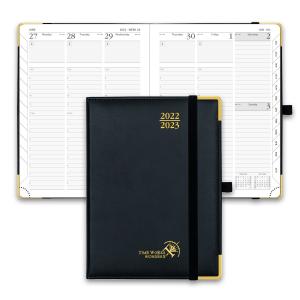 Weekly Planner 2023-2023 Black 6.5'' x 8.5'' Vertical Hourly Schedule And Monthly Plans