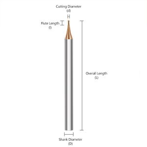 2-flute Tungsten Carbide End Mill with Micro Diameter and 60° Flat Cutting Edge