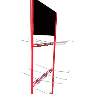 Customized Metal Red Hanging Stand Display Rack For Supermarket Retail Stores