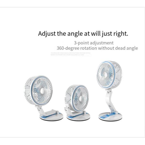 USB Battery Charge Portable Folding Table Fan With Cooling Air Function And LED Light