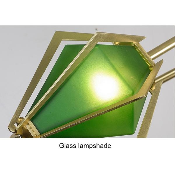 Diamond Chandelier Emerald Green And Milky White Glass Shade Harlow Chandelier(WH-MI-370)