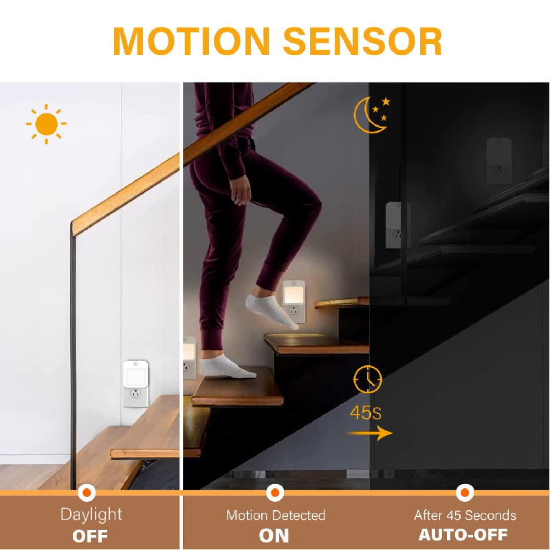 Smart Motion Sensor with Stepless Dimming Energy-Saving Design Night Light